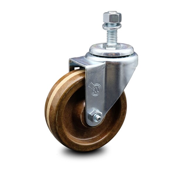 4 Inch High Temp Phenolic Wheel Swivel 1/2 Inch Threaded Stem Caster SCC